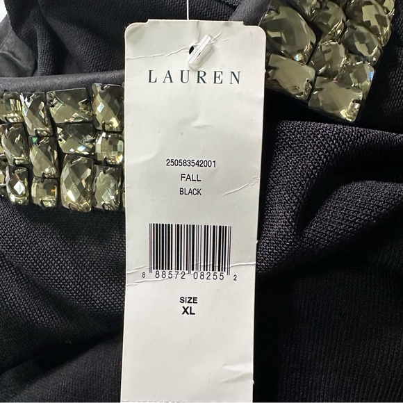 Lauren Ralph Lauren Black Dress with Embellished Neck Collar Size XL NWT - Picture 12 of 15
